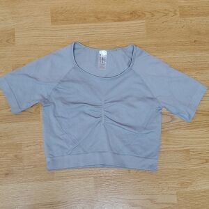 New Mix Sky Blue Ruched Crop Top